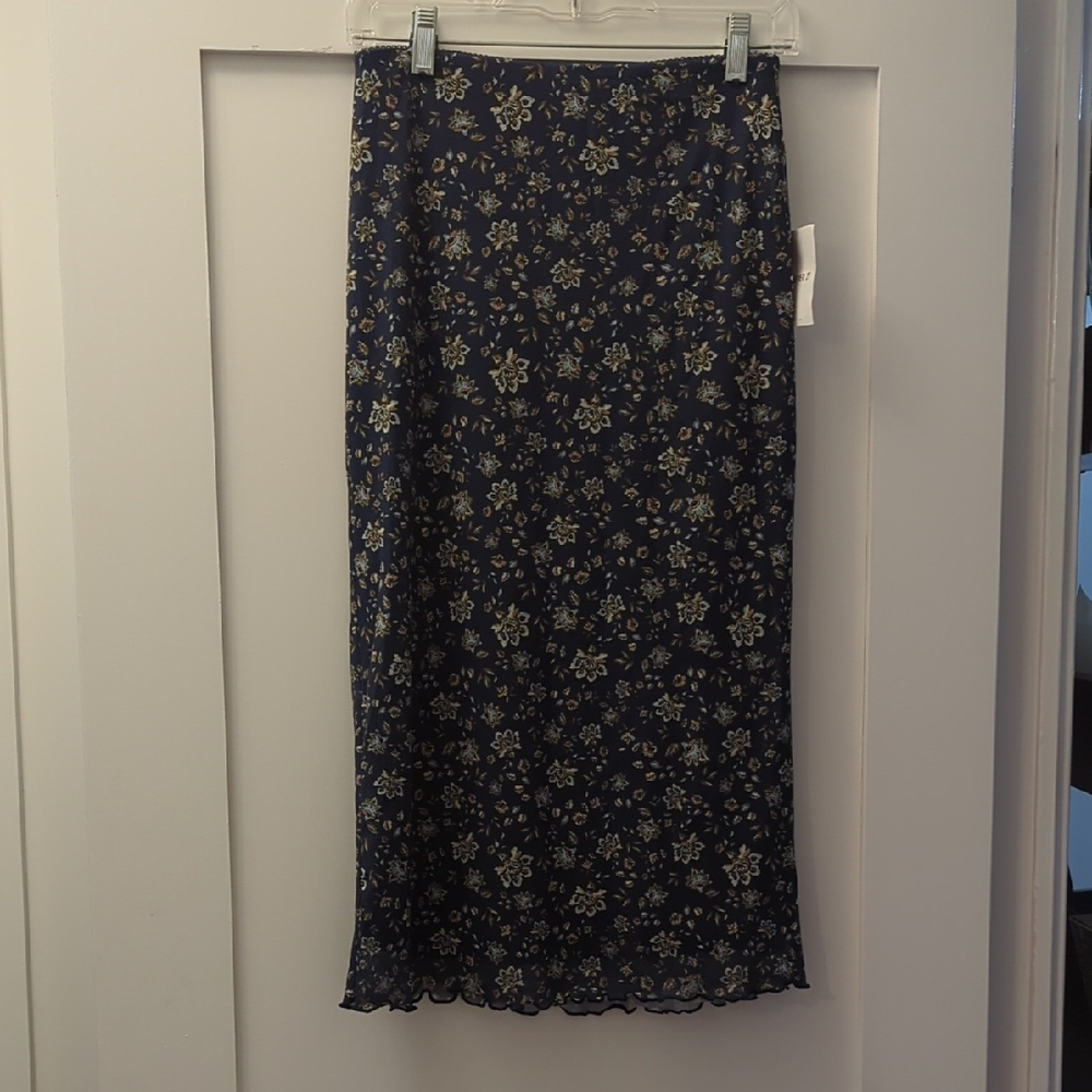 Forever 21 Navy Floral Pencil Midi Skirt, Size  S, NWT